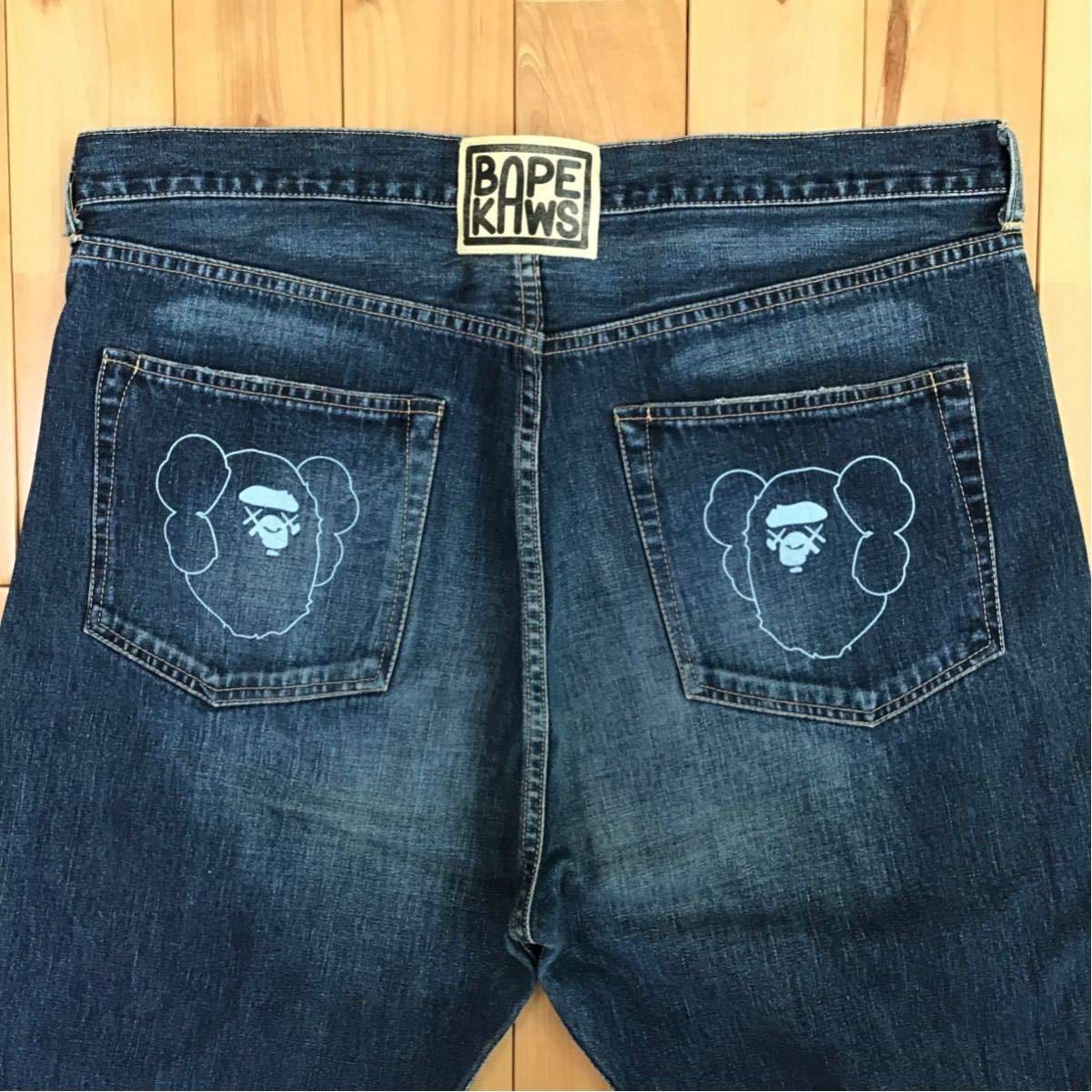 ☆XL☆ kaws × BAPE denim pants a bathing ape エイプ ベイプ ア 