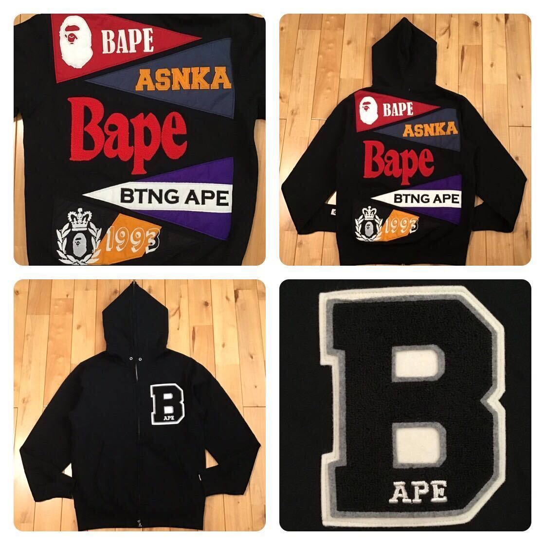 BAPE LOGO フルジップ パーカー Mサイズ ブラック a bathing ape BAPE 