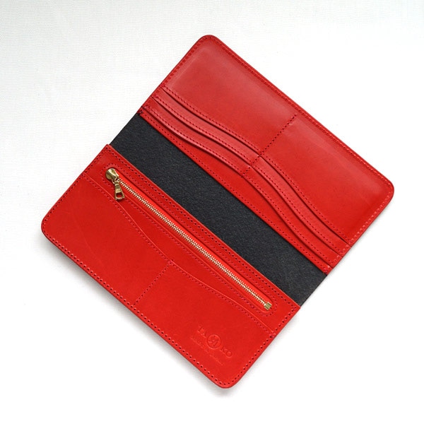 革蛸 レザー 長財布 ロングウォレット ウォレットチェーン付き 革蛸謹製 TAKOロングウォレット BLACK/RED | 革蛸謹製TAKO,革蛸