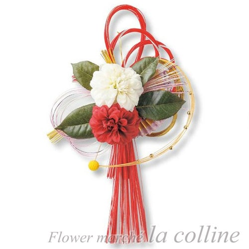 お正月飾り 扇⑦ （紅白水引と扇のお正月飾り「受注制作」 しめ縄  