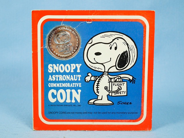 1969年発行 SNOOPY スヌーピー アストロノーツ コイン ビンテージ Determined '69 スヌーピー アストロ コイン 台紙付