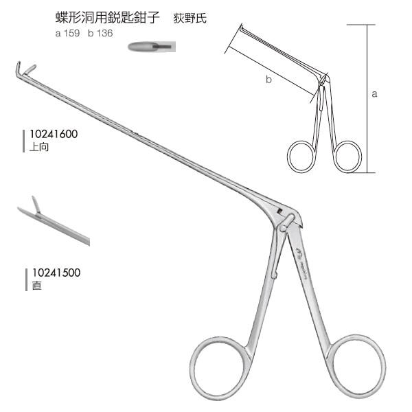 【一般医療機器】永島医科 極小麦粒鉗子 直 永島医科 蝶形洞用鋭匙鉗子 荻野氏