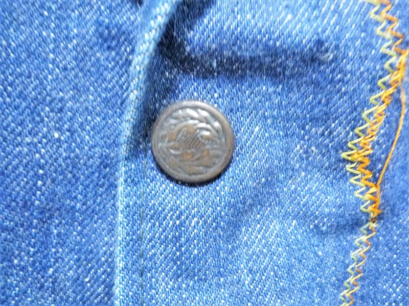 希少　モスキーノ　デニムジャケット　総柄　中綿　金ボタン　ゴールド　ブルー　M Men's Irregular Mosaic Color Tannin Denim Jacket Retro