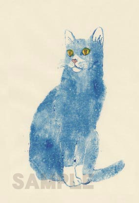 青い猫の抽象油彩画 青い猫」油絵 | ChikakoN ｜インテリア絵画 アートの専門通販
