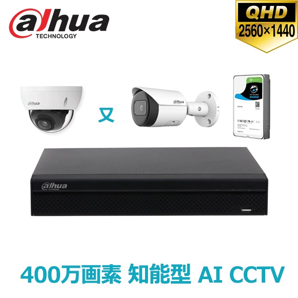 DAHUA][IP-4M] 防犯カメラ 監視カメラ 屋外 屋内 200万画素 1ch 4POE 2 
