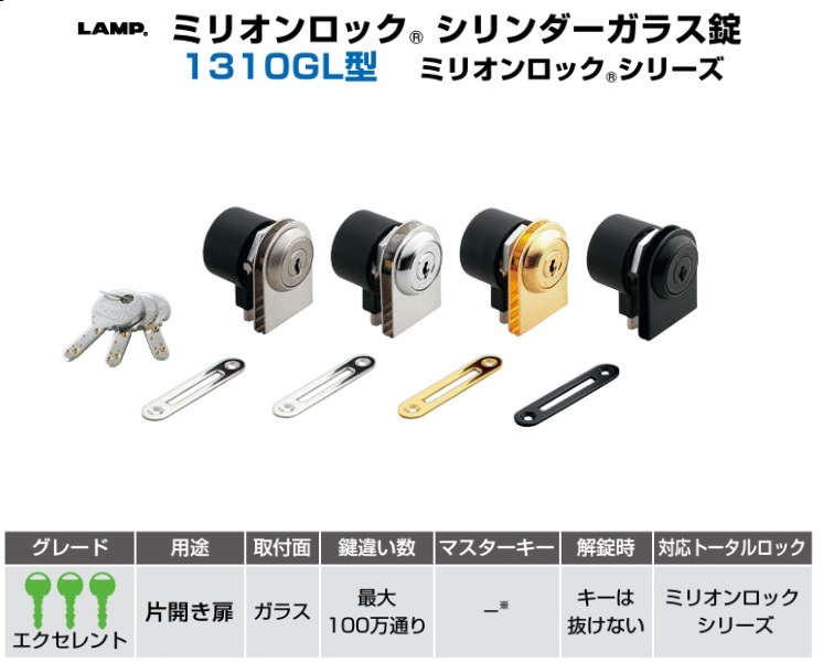 〇取寄品 [スガツネ工業] ミリオンロック シリンダーガラス錠