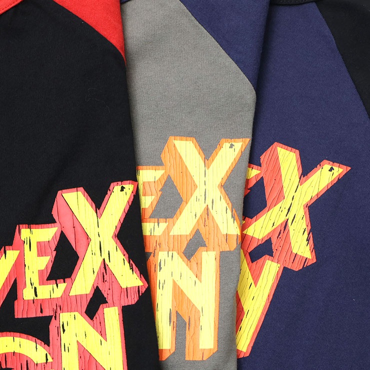 ラグランTシャツ 長袖 バンドTシャツ ロゴ ひび割れプリント 綿