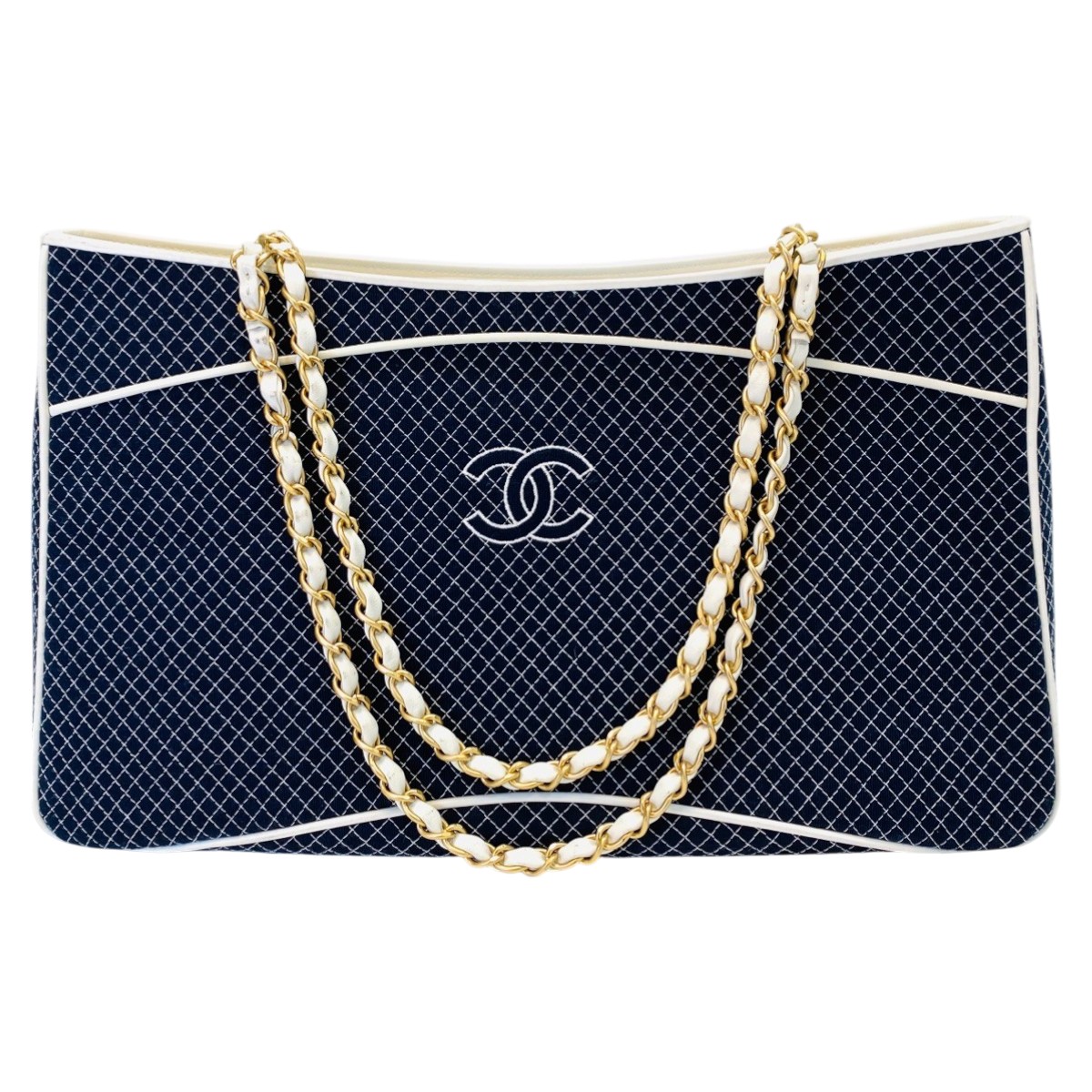 CHANEL マイクロ マトラッセ チェーントート ネイビー 9608 シャネル CHANEL マイクロ マトラッセ チェーン トートバッグ