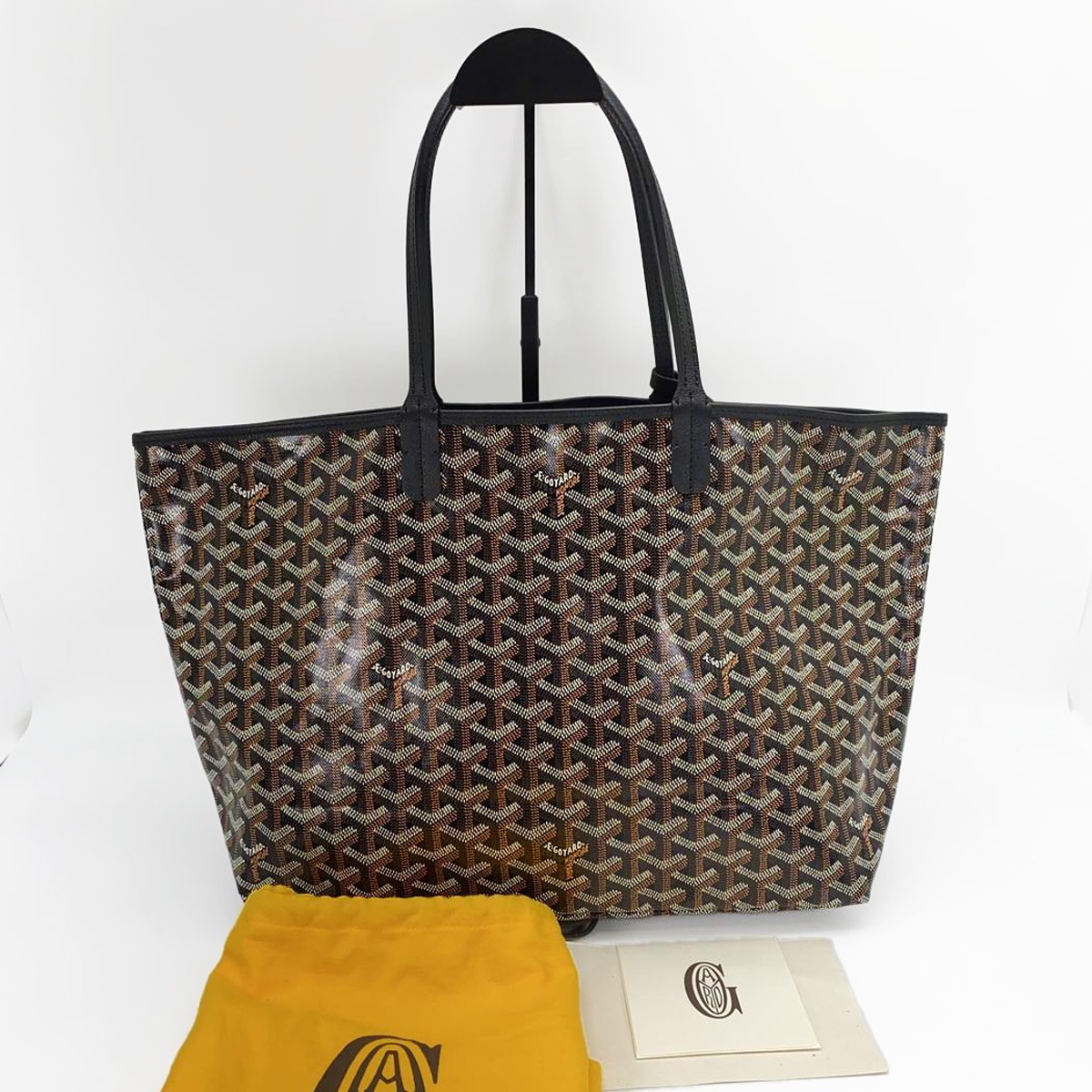 GOYARD サンルイ トートバッグ PM ヘリンボーン柄 レザー 9056 GOYARD ゴヤール サンルイ PM ブラック トートバッグ