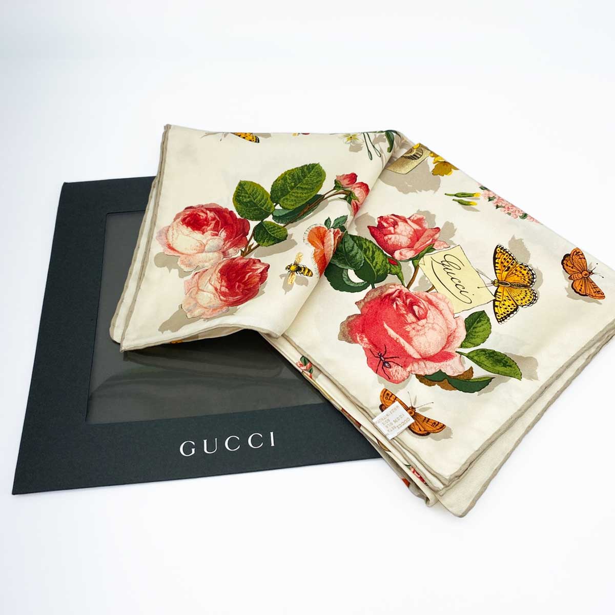 グッチ GUCCI スカーフ 花柄 シルク ベージュ マルチカラー 9230 グッチ GUCCI スカーフ 花柄 シルク ベージュ マルチカラー 管理