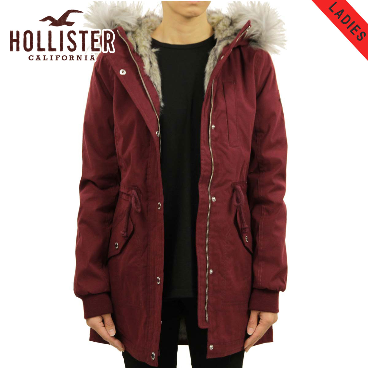 HOLLISTER ホリスター 肉厚 ファー フード 裏ボア ジャケット M Hollister☆ファーフード付 裏ボア 防水 ジャケット パーカー