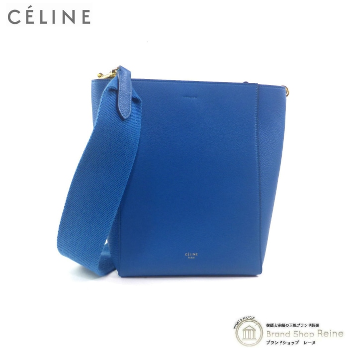 セリーヌ （CELINE） サングル バケット スモール ショルダー バッグ 17830 Teel Blue 旧ロゴ【新品同様】 中古-BRAND  BOUTIQUE REINE