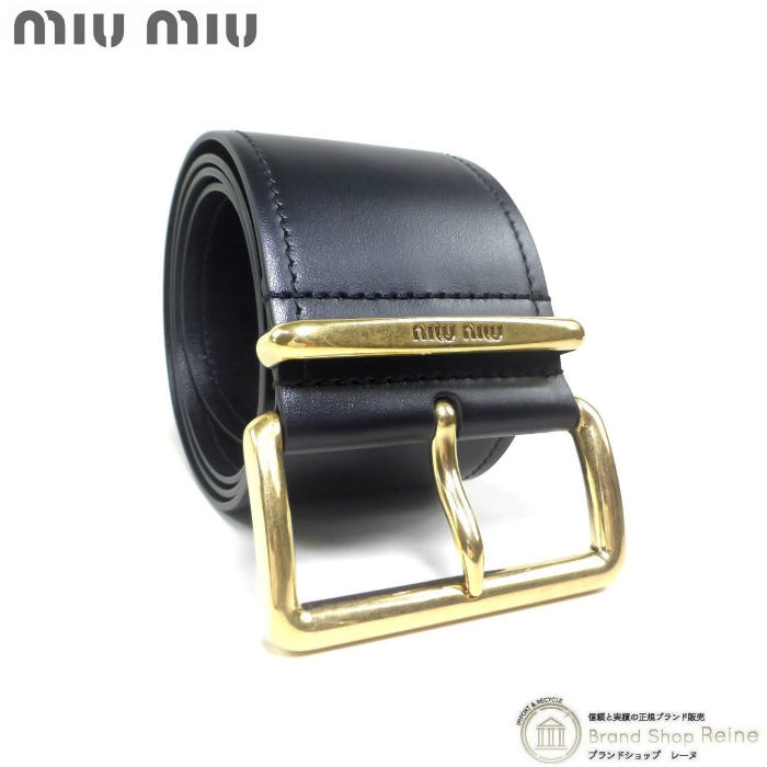未使用 ミュウミュウ MIU MIU レザー ベルト 5CC589 ミュウミュウ （MIUMIU） レザー ベルト 75cm 5CC589 ブラック