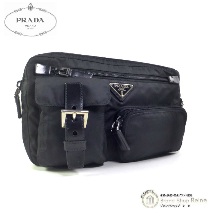 PRADA トライアングル　三角ロゴ　ナイロン　ボディバッグ　ウエストポーチ　黒 PRADA トライアングル 三角ロゴ ナイロン ボディバッグ ウエストポーチ