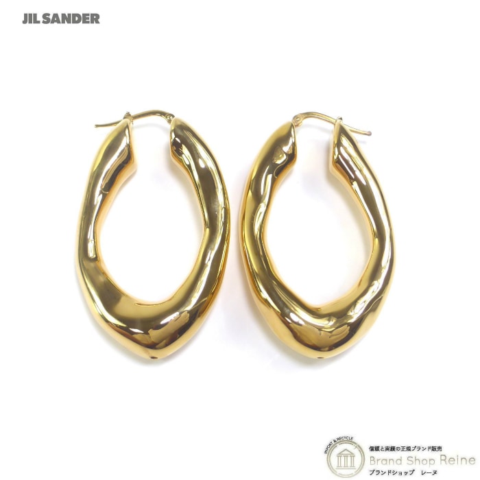 国内即発【JILSANDER】フープ ロゴ ピアス J11VG0082 ゴールド ジルサンダー (JIL SANDER) フープ ロゴ ピアス J11VG0082