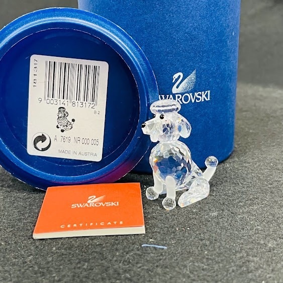 SWAROVSKI スワロフスキー プードル 犬 置物 鏡台板·専用箱·証明書付 SWAROVSKI スワロフスキー プードル 犬 置物 鏡台板·専用箱·証明書付
