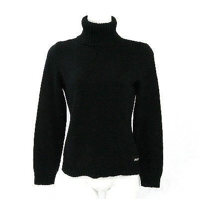 FOXEY ブラック タートルニット FOXEY 38 カシミヤシルク タートル