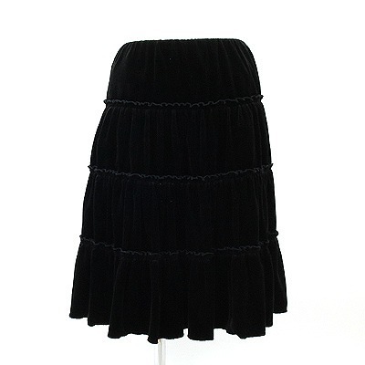 フォクシーニューヨーク(FOXEY NY)黒ベロアティアードスカート38  