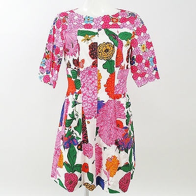 お値下げ！モスキーノ(MOSCHINO)ピンク×白七分袖ワンピース I42  