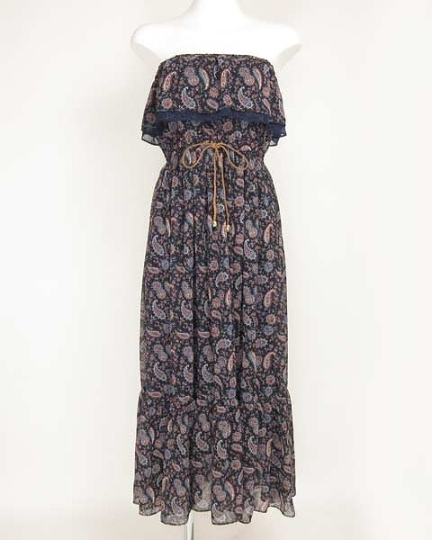 ロイスクレヨン(Lois CRAYON)紺×ペイズリー柄ワンピース M ☆ 8366  