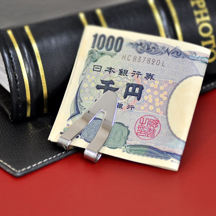 マネークリップ サージカルステンレス V字型マネークリップ 銀色