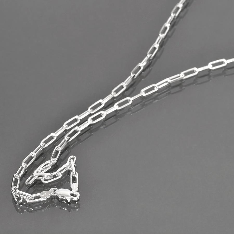 ネックレス チェーン シルバー925 2面カットロング小豆チェーン 幅4.0