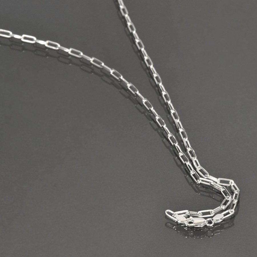 ネックレス チェーン シルバー925 2面カットロング小豆チェーン 幅3.0