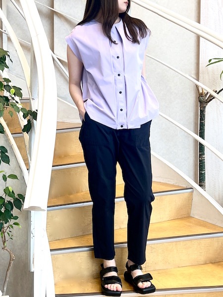 SALE seeset/シーセット ストレッチツイル2WAYクルーネックBL 