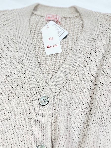 SALE 　再入荷　maomade/マオメイド 　テープヤーンVネックカーディガン　2色・　511126　 再入荷 maomade/マオメイド テープヤーンVネックカーディガン 2