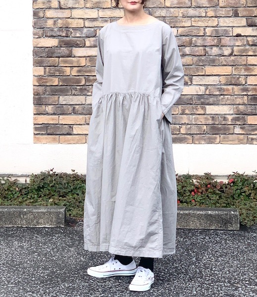 新品タグ付【ARMEN】LINEN PLAINボートネックOP size0 ARMEN/アーメン 40'S POPLIN BOAT NECK L/SL ONE-PIECE