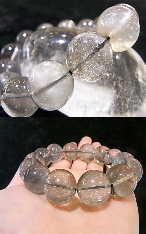 BM0106N プラチナルチルクォーツ 16mm玉ブレスレット