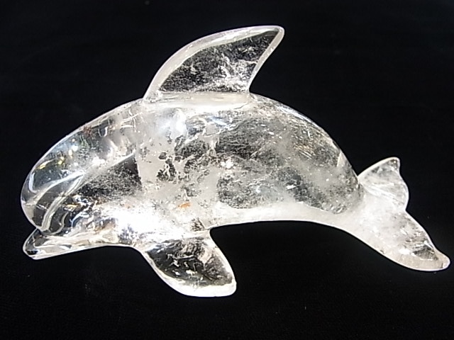 天然石水晶　イルカ置物　No.1494 天然石水晶 イルカ置物 No.1494