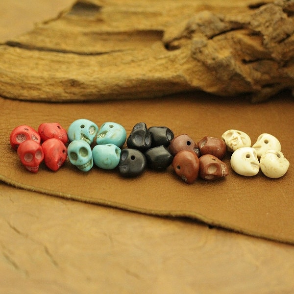 ボーンビーズ 【ドクロ 13mm ヨコ穴 5色】 一個売り