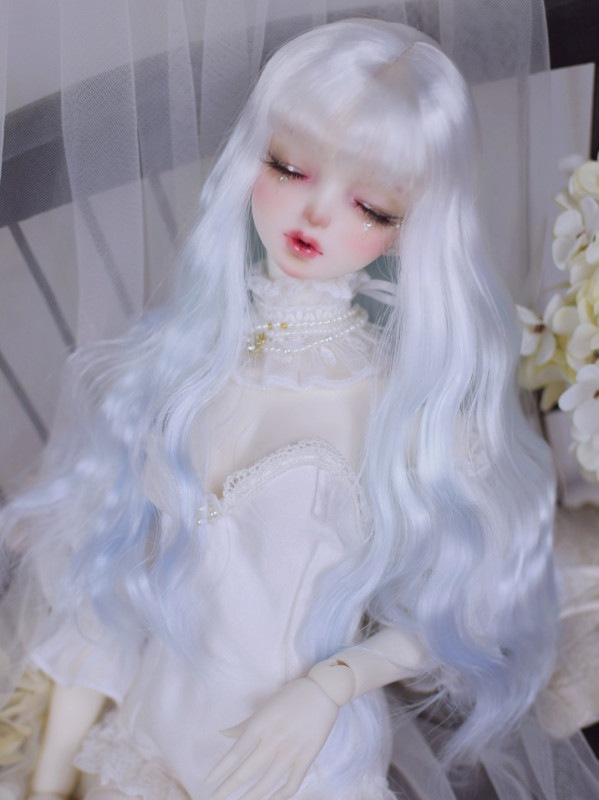 ◎頭囲24cm 新品 モヘア ウィッグ ビスクドール用 PARABOX NETSHOP]12.5cm頭囲(5インチ) モヘアショート ホワイト