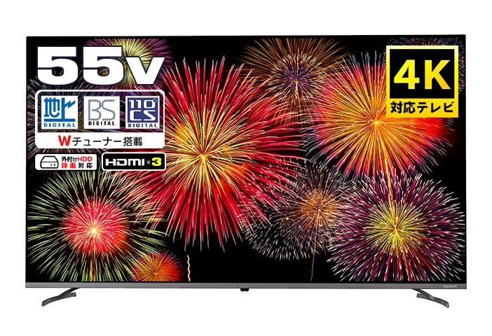 中古/未使用品】アイワ 4K対応 55v型 地上/BS/110度CSデジタル