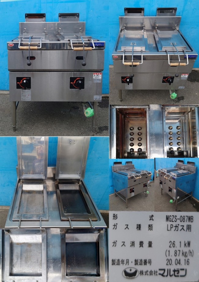 【中古】K▼マルゼン ガス 餃子 焼き機 MGZS-087WB (24947) マルゼンMGZS-087WB餃子焼器 本格派シリーズ|餃子焼器|厨房機器