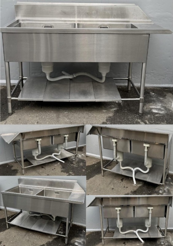 2槽シンク 1000x450x800(+90) ① 二槽シンク 900x450x800(+90) : 業務用厨房機器の新橋 - 通販