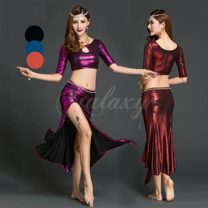 ベリーダンス衣装 練習服 5色 光ファイバー コスチューム 舞台