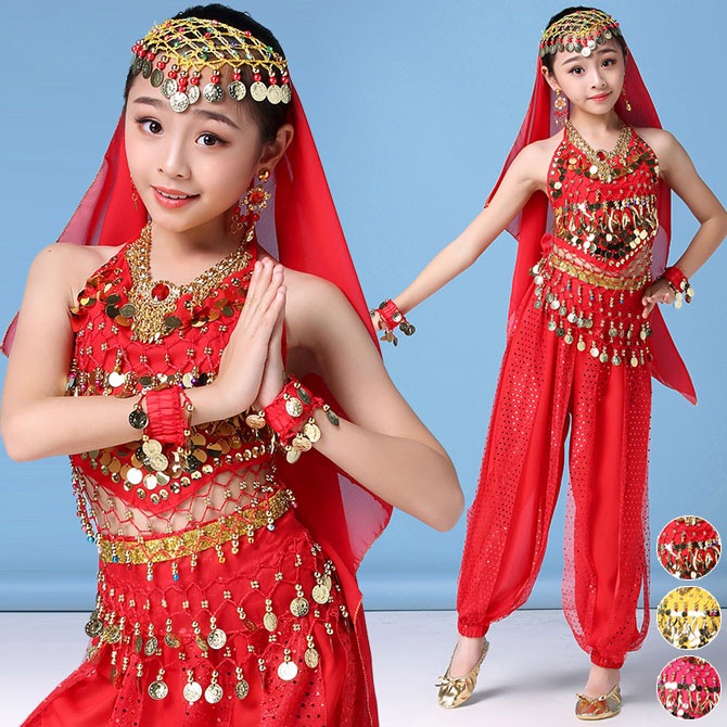 ベリーダンス衣装 インドダンス キッズ 子供 3色 セット チョリ