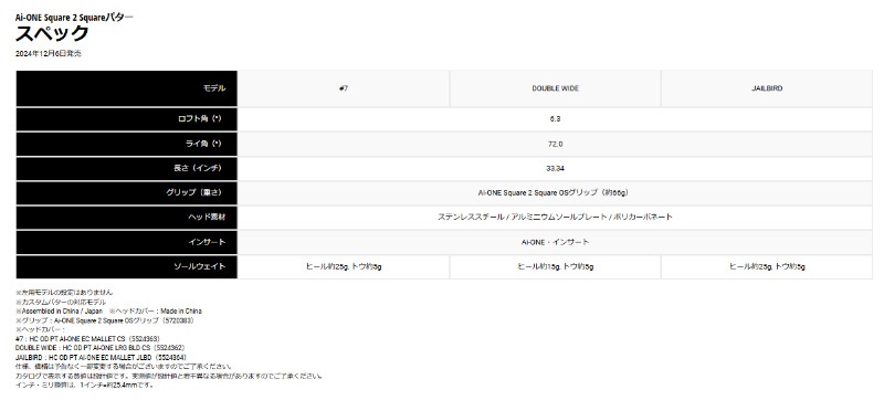 新品同様 Ai-ONE スクエア 2 スクエア #7 33インチ Ai-ONE Square 2 Square #7パター | クラブ | キャロウェイ
