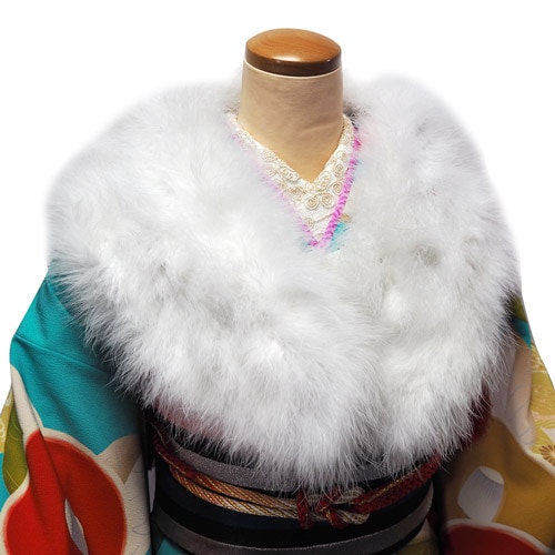 新品★ロングサイズ ふわふわ羽毛のマラボー両面ファーショール 新品☆ロングサイズ ふわふわ羽毛のマラボー両面ファーショール