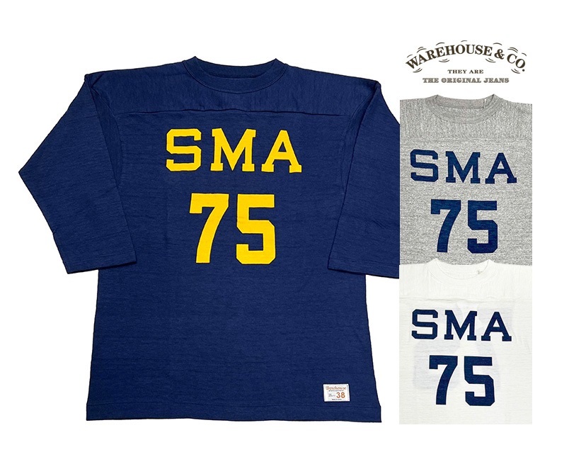 WAREHOUSE ウエアハウス 7分袖 フットボール Ｔシャツ “FOOTBALL 62” Lot.4063 WAREHOUSE ウェアハウス 7分袖 Tシャツ フットボール BLACK RIVER