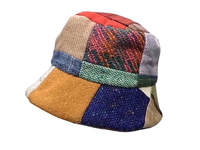 良品Hanna Hats ハンナハッツ Mハット マルチカラー パッチワーク Hanna Hats Donegal Tweed Multi Color Patchwork kilt Bucket