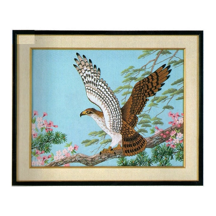 鷹 刺繍 額縁