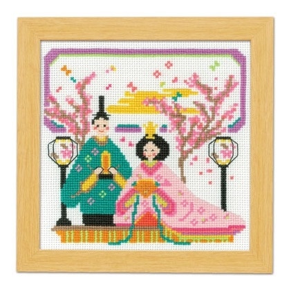 クロスステッチキット 桃の花小人(14CT、113色、図案印刷あり  