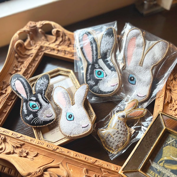 うさぎ 刺繍 イラスト うさぎのベスト エンドウの刺繍 刺繍