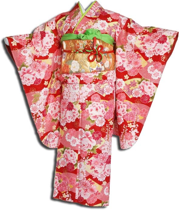 正絹 十三詣り 女児 着物 袋帯セット 七五三 、十三参り、成人式、卒業式