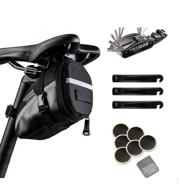 サドルバッグ 自転車工具セット付 パンク修理キット パーツ 多