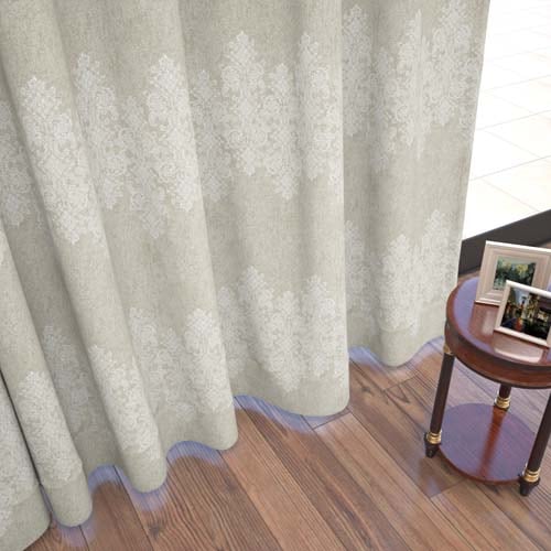 【オーダー】遮光3級裏地付 クラシック オーナメント柄の形状記憶付 CJ33537(ベージュ)