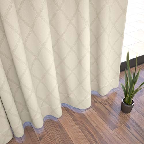 【オーダー】遮光3級裏地付 モダン 幾何柄の形状記憶付 CJ34429(アイボリー)